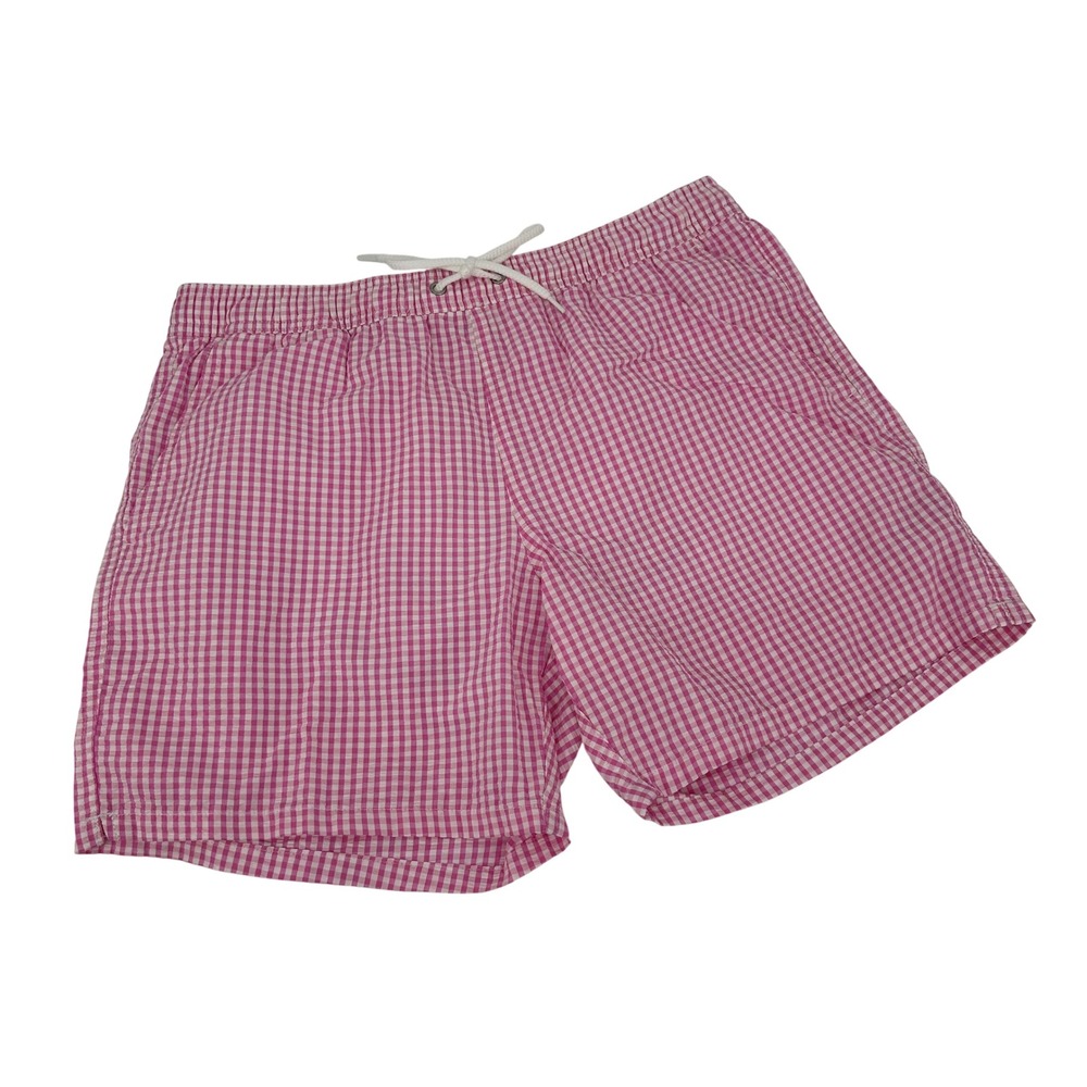 J. Crew Mens Pink Gingham Swim Trunks Shorts WZ2317 L NEW